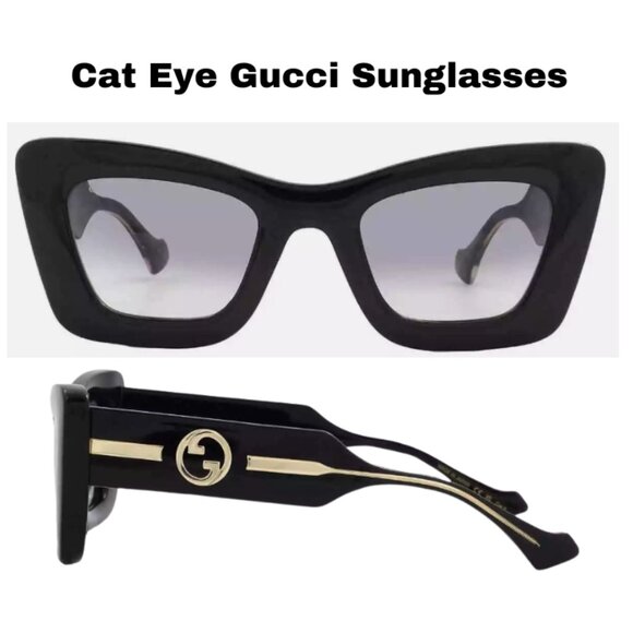 New Beautiful Gucci Grey Gradient Cat Eye Ladies Sunglasses - Picture 1 of 3